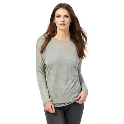 Green layered twist back top with linen